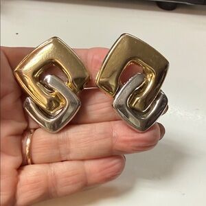 Vintage 90's Gold and Silver Clip-on Statement Earrings